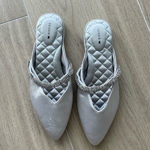 COPY - Birdies silver satin mules. The Swan - Snow Crystal Bracelet